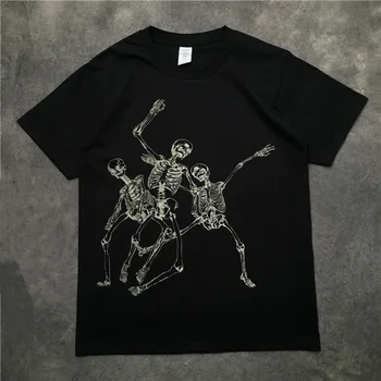 

New Novelty 2019 Men Skeleton Skull Deaf T Shirts T-Shirt Hip Hop Skateboard Street Cotton T-Shirts Tee Top kenye S-XXL #K52