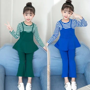 

Spring & Autumn Girls Sets Long Sleeve Striped T-shirts + Flare Pants 2PC Baby Kids Clothes Casual Girls Outfits Vestidos