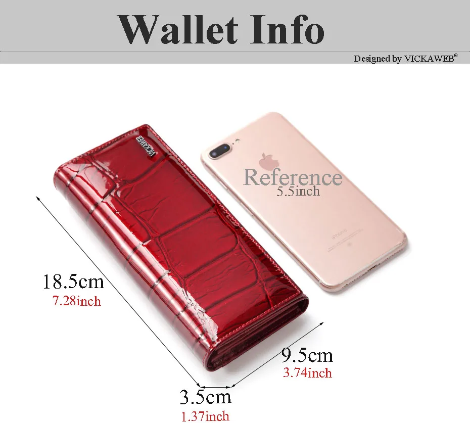 VICKAWEB Magnetic Hasp Wallet Women Genuine Leather Wallet Female Fashion Women Wallets Long Womens Wallets and Lady Coin Purses-VK1777-002