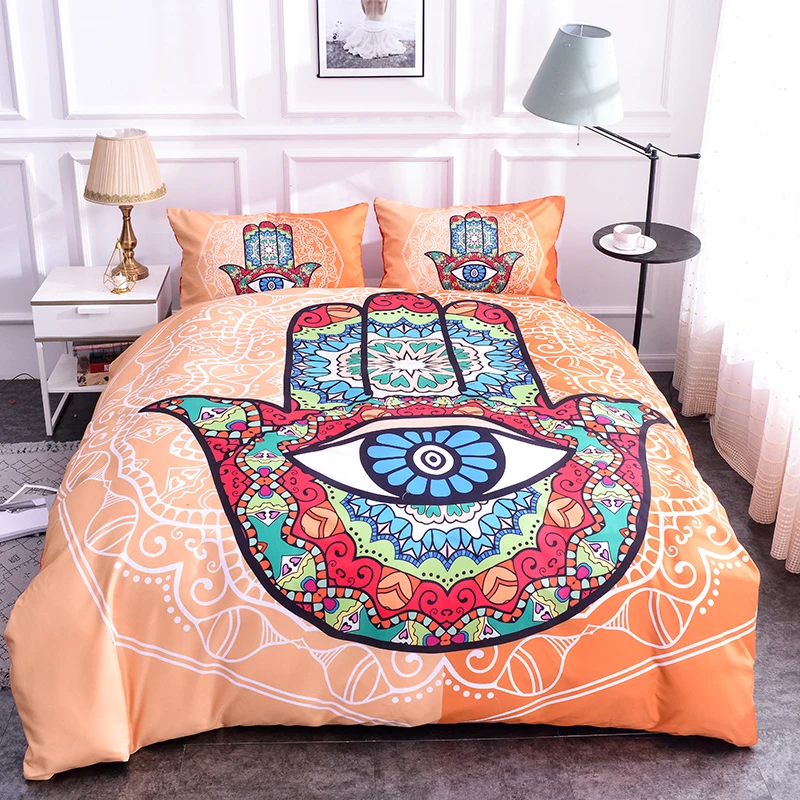 

Boniu 3d Colorful Hamsa Hand Comforter Bedding Set 2/3pcs Boho Geometric Duvet Cover Set Polyester Bed Cover king Size Bedclothe
