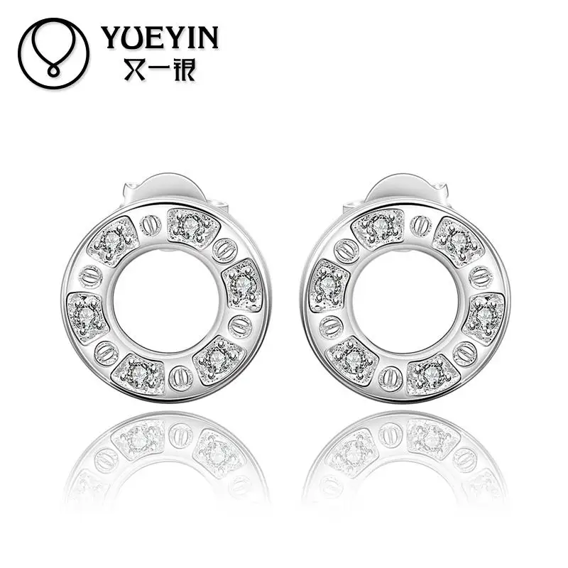 

Crystal earrings Wholesale chaep silver plated stud earrings for women fashion wedding jewelry Super Offer Nickle free