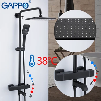 GAPPO shower system black bathroom shower set bath mixers waterfall thermostatic shower mixer tap wall mounted bathtub faucet gappo shower system bathtub waterfall faucet mixer bathroom taps wall mounted brass bath tub mixer bath mixer sink faucet