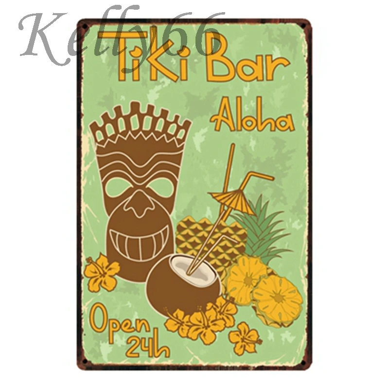 [ Kelly66 ] New Tiki Bar Metal Sign Tin Poster Home Decor Bar Wall Art