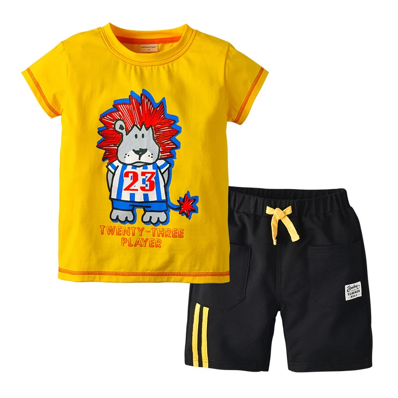 

Kids Tracksuit Newborn Baby Boys Clothes Set Short Sleeve Cartoon Lion T-Shirt+Short Pant 2pcs Cotton Toddler Boy Clothing Suits