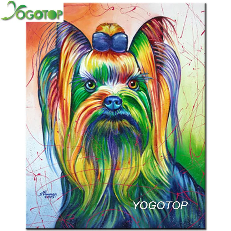 YOGOTOP Diy алмазная живопись йоркширского терьера питомца собаку камни в форме ромба