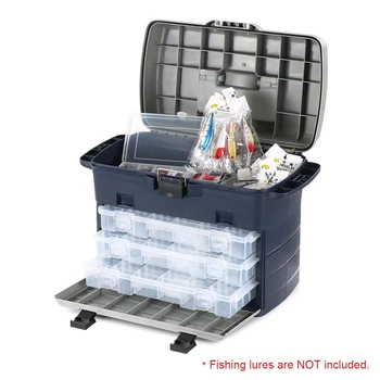 

Lixada Spacious Fishing Tackle Box Lures Baits Accessory Sea Boat Fishing Box Case with Three Trays