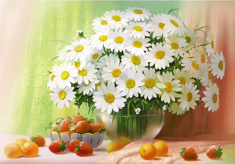 5d DIY Diamond Painting Full Square Flowers White Daisy Diamond Embroidery Full Package Flowers Mosaic Cross Stitch Home Decor  