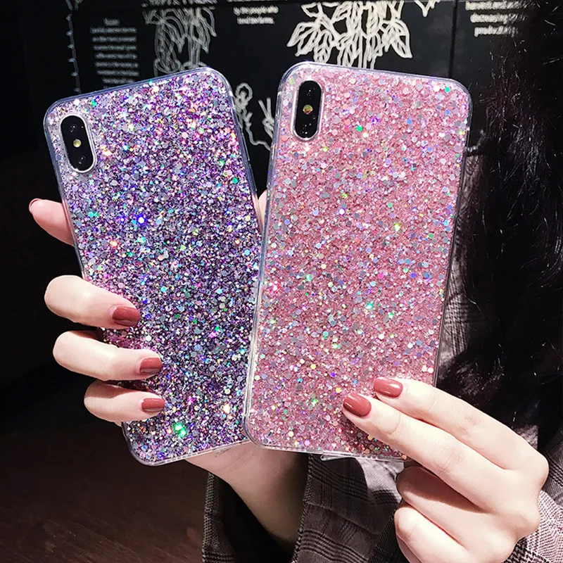 

Glitter Shining Powder Sequins soft Cases For Samsung Galaxy S5 S6 S7 S8 S9 S10 Plus Note 9 J3 J5 J7 2017 J6 2018 A6 Plus A8