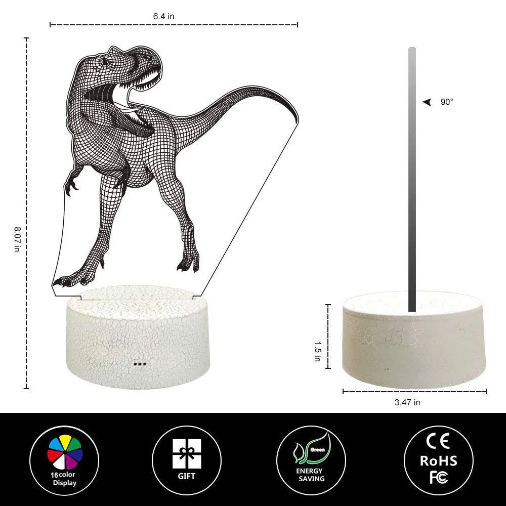 СВЕТОДИОДНЫЙ 3D ночной Светильник 3D визуальная лампа динозавра Оптическая иллюзия Настольный светильник ing пульт дистанционного управления 3D светильник для детской комнаты