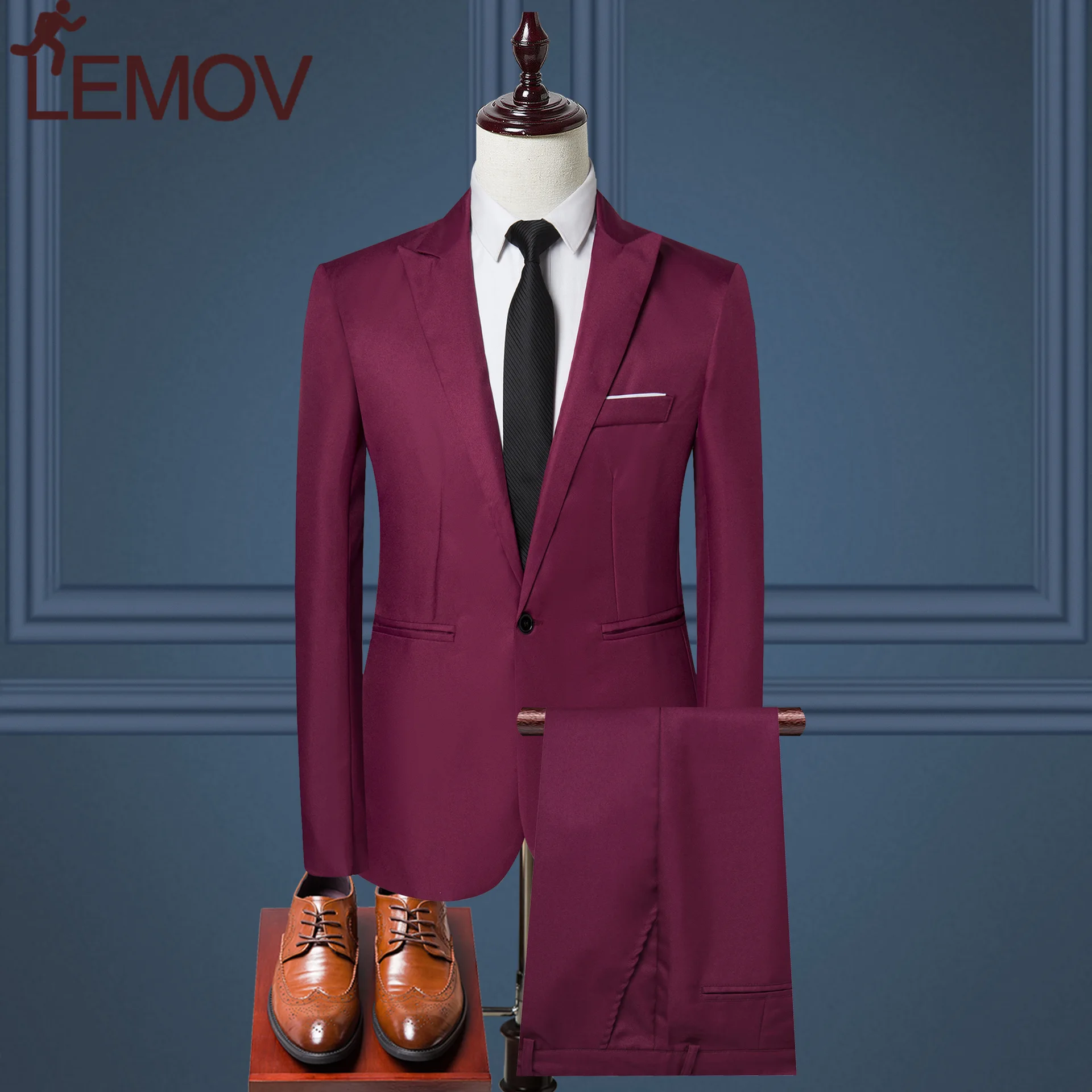 

Wonderful Groom Male Wedding Prom Suit Green Slim Fit Tuxedo Men Formal Business Work Wear Suits 2Pcs Set (Jacket+Pants) LEMOV