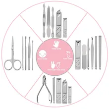 18 в 1 кусачки для ногтей комплект для стрижки с чехлом по уходу за ногтями Набор педикюрные ножницы, ножницы, пинцет, Ножи профессиональный маникюрный набор инструментов 15p1203