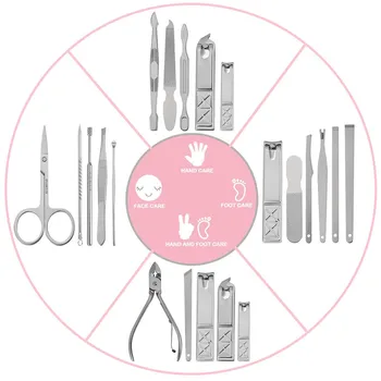 

18 in 1 Nail Clipper Kit With Case Nail Care Set Pedicure Cutters Scissor Tweezer Knife Professional Manicure Set Tools 15p1203