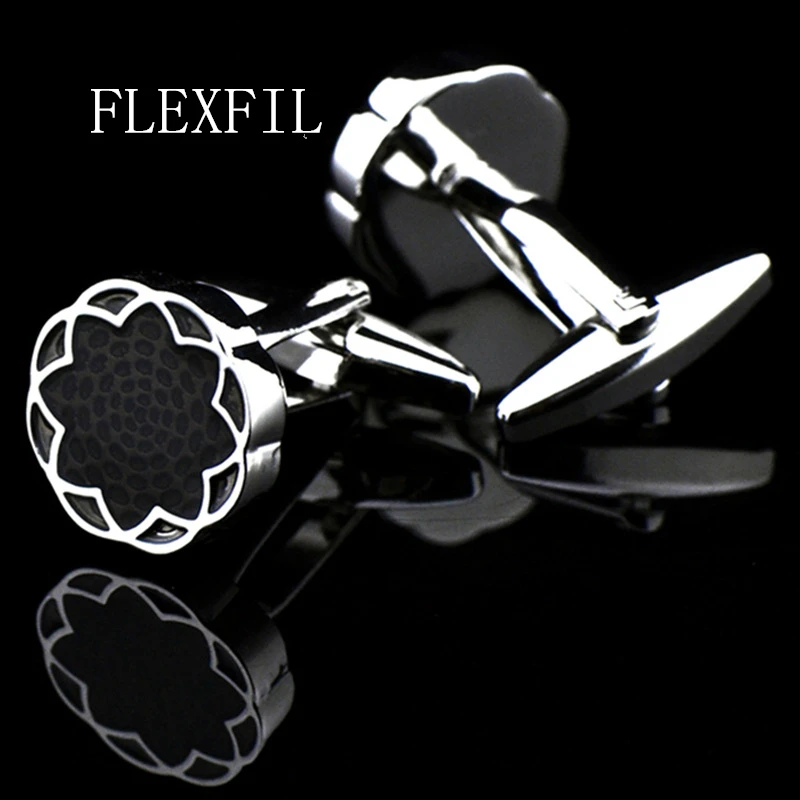 Запонки FLEXFIL мужские с круглым лотосом модные ювелирные украшения для