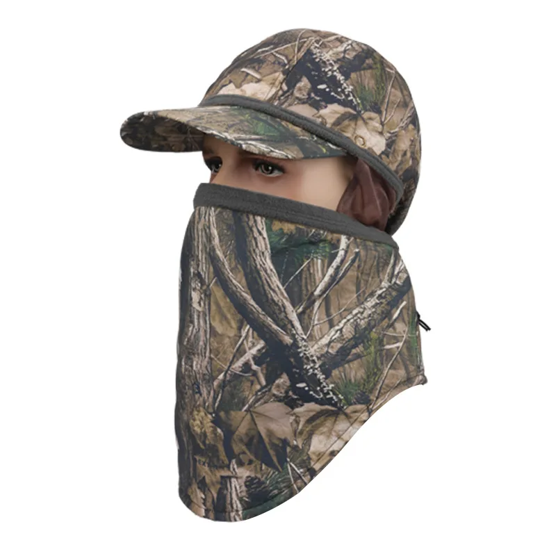 Chapéu de Inverno ao ar Livre do Velo com Capuz Refire Engrenagem Cabeça Máscara Balaclava Camo Gorro Knit Cap Tático Masculino Caminhadas Earmuffs Caps 2 Ar Livre do Velo Com Capuz Máscara