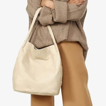 

Brand Women Genuine Leather Shoulder Bags Causal Vintage Soft Cowhide Skin Handbag Shopping Bucket Liner Bag High Quality