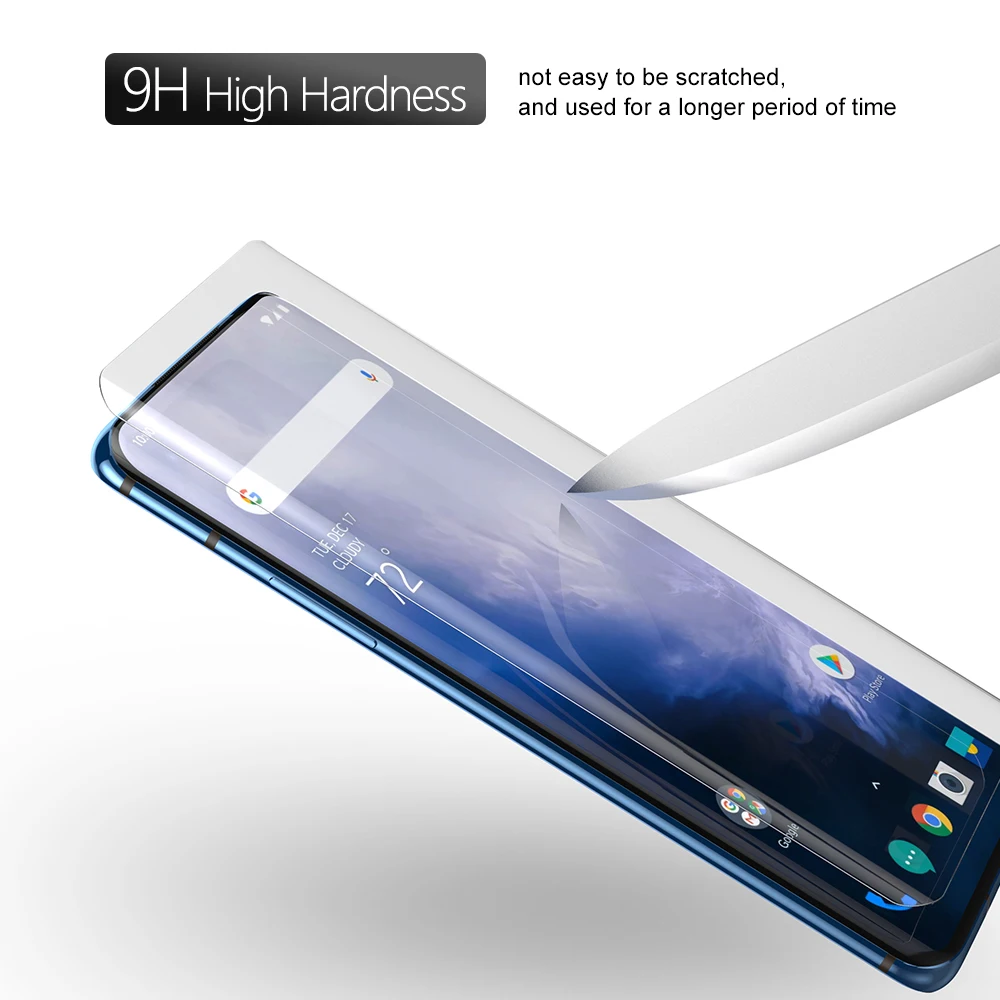 Защитная пленка для экрана из закаленного стекла для Oneplus 7 Pro с разблокировкой отпечатков пальцев, пленка из ультрафиолета, полное покрытие для Oneplus 7 Pro