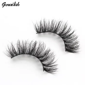 

Genailish 3D Mink Eyelash Real Mink Handmade Crossing Lashes Individual Strip Thick Lash Fake Eyelashes A14