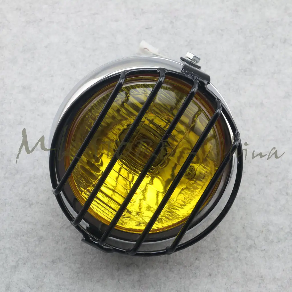 Headlight Motorcycle Light Chrome Grill Cover Vintage Bullet Cafe Racer