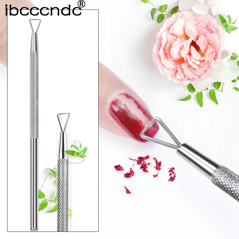 

IBCCCNDC Stainless Steel Triangle Stick Rod UV Gel Polish Remover Nail Cuticle Pusher Nail Art Tool Manicure Varnish Remove Tool