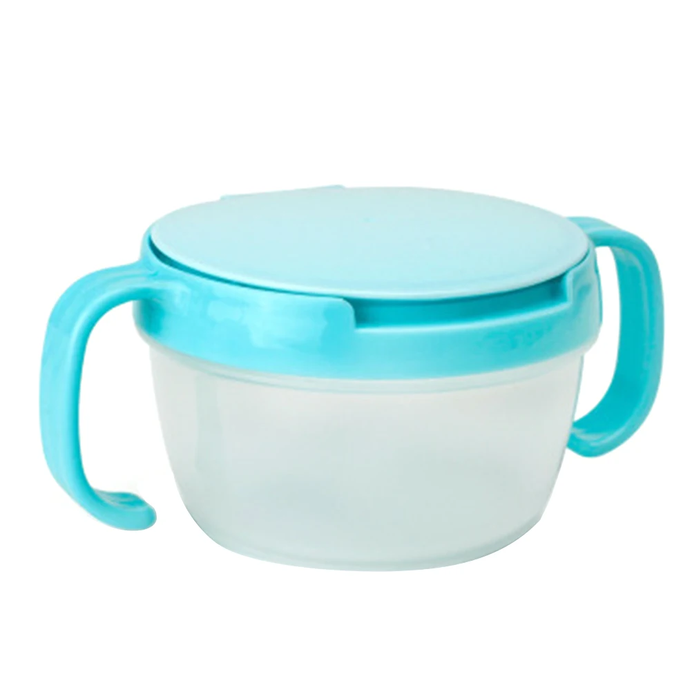 Детские пластиковые снэк-Ловец портативный двойная ручка анти-осенняя чашка для закусок для детского питания контейнер ящик для хранения закусок - Цвет: blue