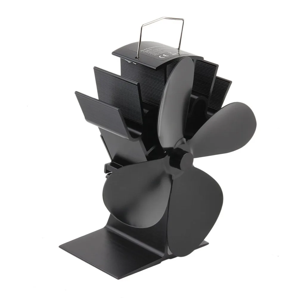 

Durable 4 Blades Aluminum Black Heat Powered Stove Fan Fuel Saving Stove Fan Eco-friendly Wood Burner Stove Fan