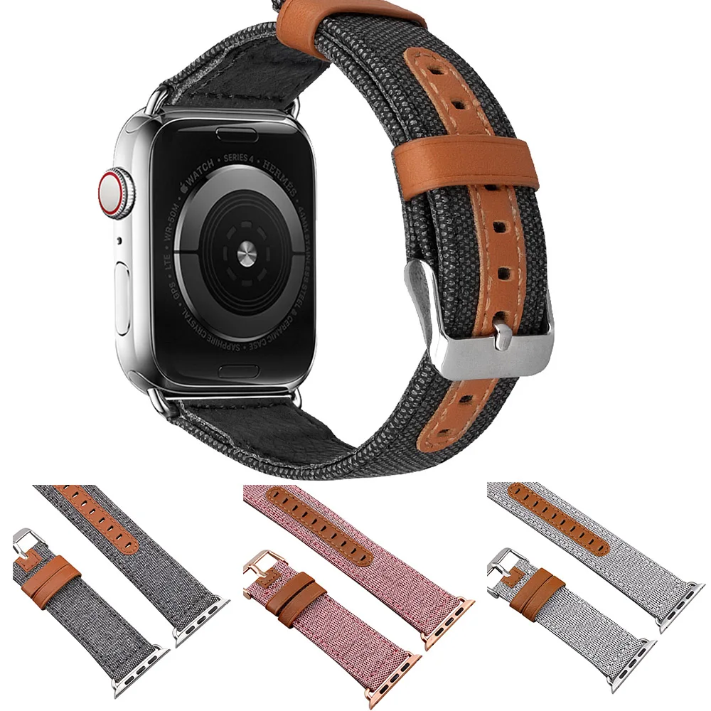 

Strap for Apple Watch Series 4 3 2 1 Strap for Iwatch 38mm 42mm Bracelet Smart Accessories Wrist dark denim blue jean Bands
