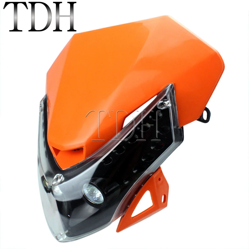 Универсальный Оранжевый мотоциклетный головной светильник светодиодный видение грязи велосипед Мотокросс фары внедорожный для KTM KLX Streetfighter головной светильник