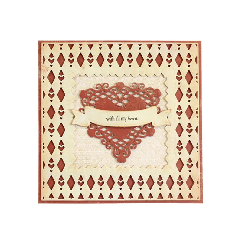 

Naifumodo Love Background Metal Cutting Dies for Dies Scrapbooking Card Making Craft Dies Heart Shape Frame Metal Dies