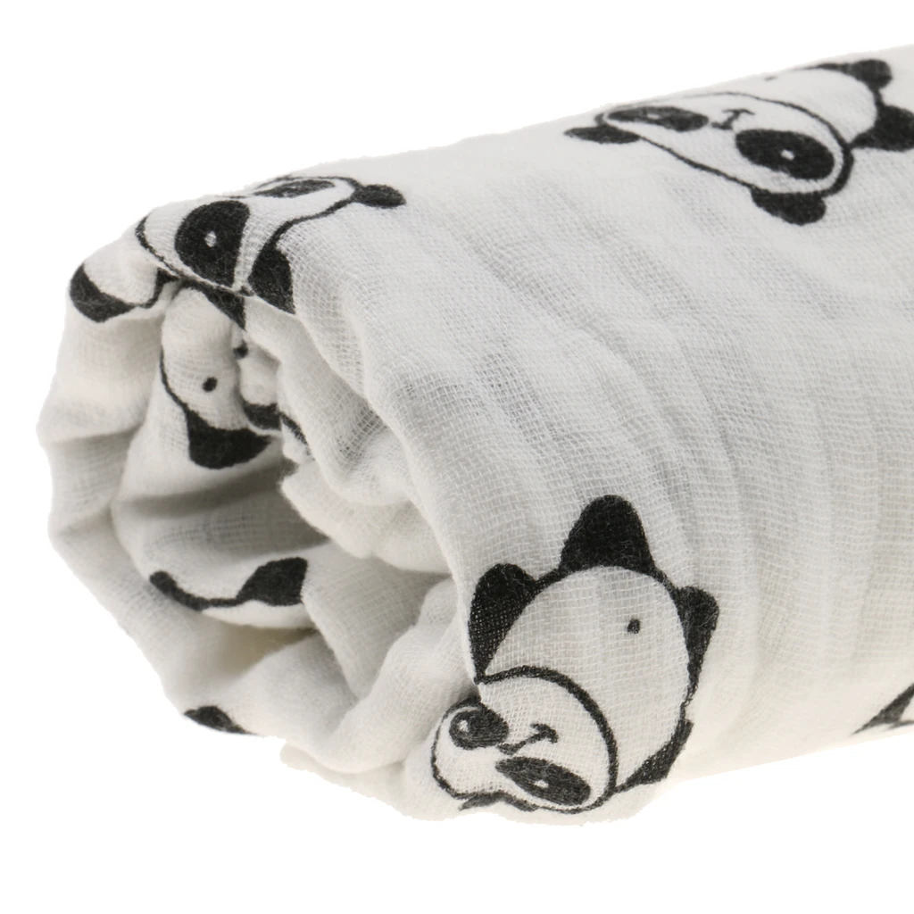 1Pc Soft Muslin Cotton Blanket Newborn Infant Baby Blanket Swaddle Bathing Bath Towel Panda 110x110cm