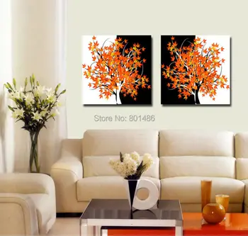 

2 Panel Autumn leaves print on canvas, maple forest wall art, maple leaf canvas designs Canvas print gift for home and office