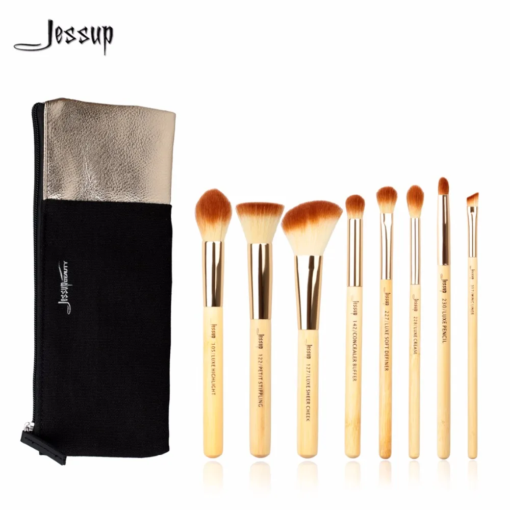 

Jessup Brushes 8pcs Beauty Bamboo Professional Makeup Brushes Set Cosmetics Bags T138&CB001