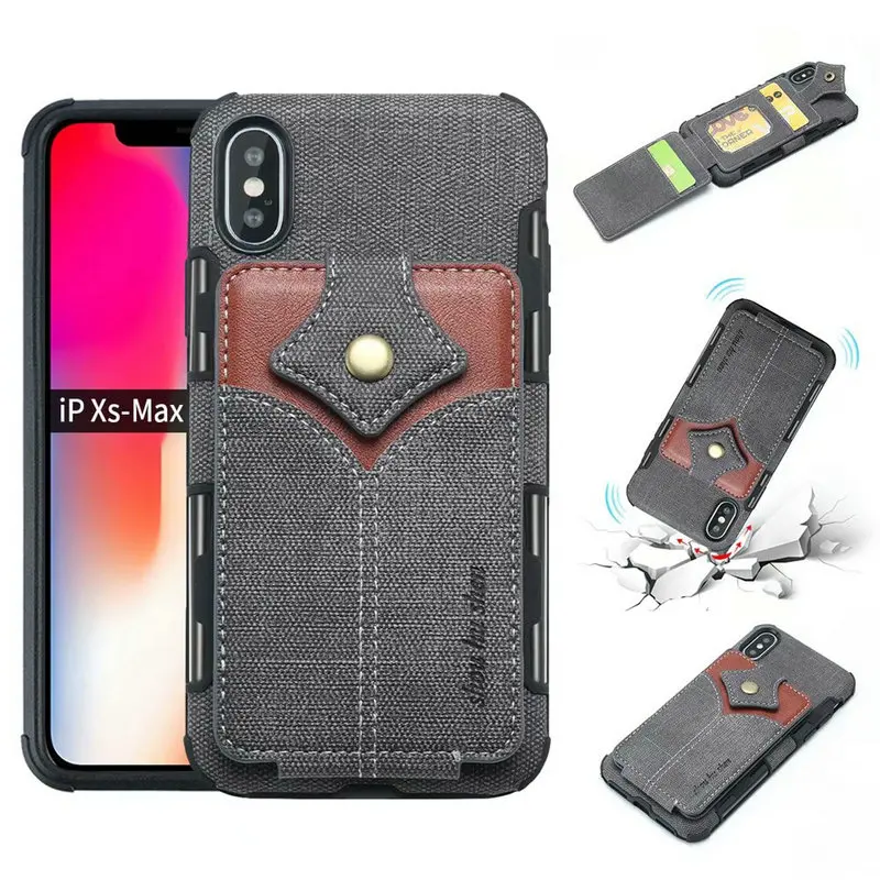 Для Iphone XS чехол для MAX XR модные джинсы Ткань Кожа слоты карт iphone X 8 7 7S 6 6S Plus