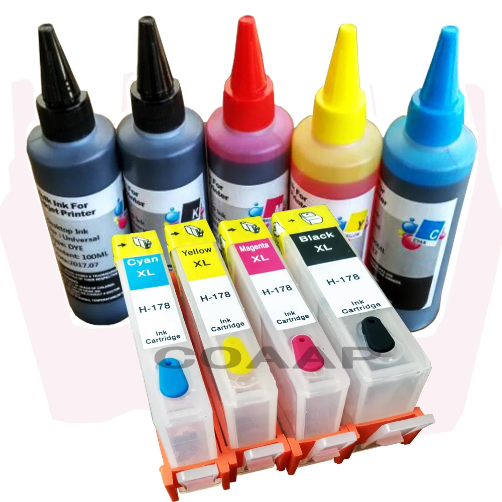 

5Pcs Compatible hp178 Refill Ink Cartridge kit For HP Photosmart 5510 6510 7510 B109a B110a B209a B210a 3070A 3520 4610 4620