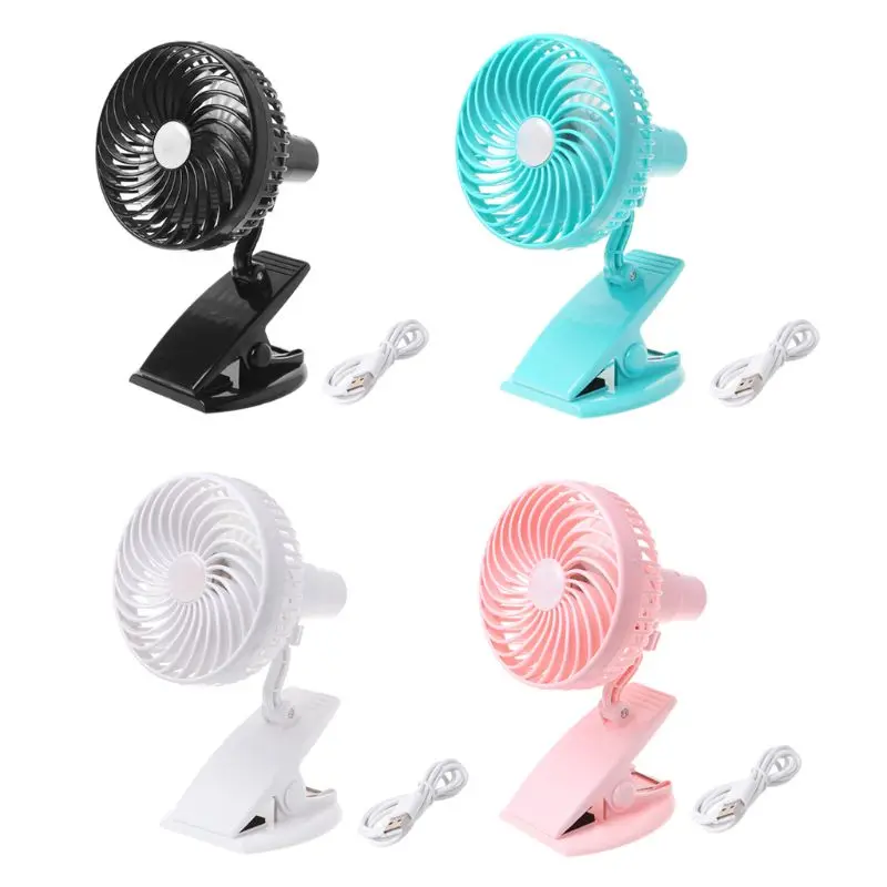 Мини USB ElectricFan360 горизонтальное вращение для Детские коляски летний охлаждающий вентилятор Перезаряжаемые Батарея 4 лопасти беззвучный