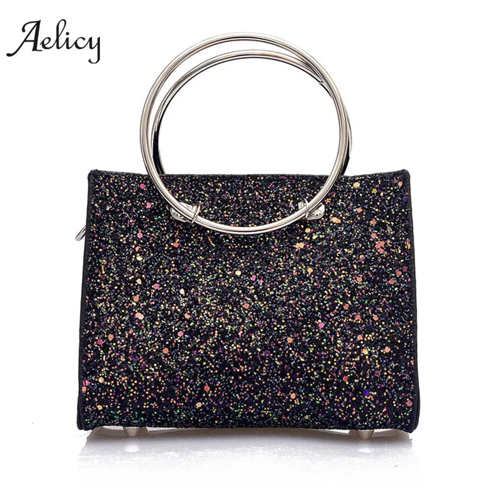 

Aelicy 2Pcs Girls Women Retro Female Bling Sequins Crossbody Shoulder Bag Handbag 2019 new design Casual Women Bag 1277