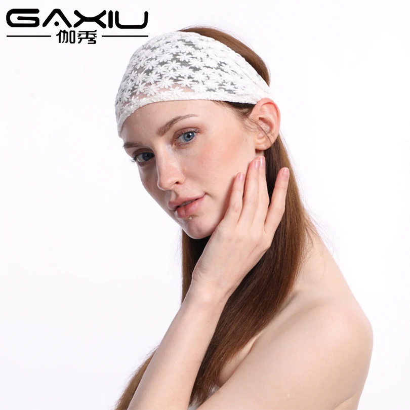

Flower White Lace Hairband For Women Make Up Yoga Twist Elastic Stretch Hair Band Female Fashion Party Wedding Jewelry New 2019