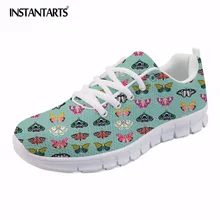 Instantarts летние туфли со шнуровкой на плоской подошве Для женщин бабочки моли lepidoptery насекомых крылья печати сетки кроссовки легкую обувь