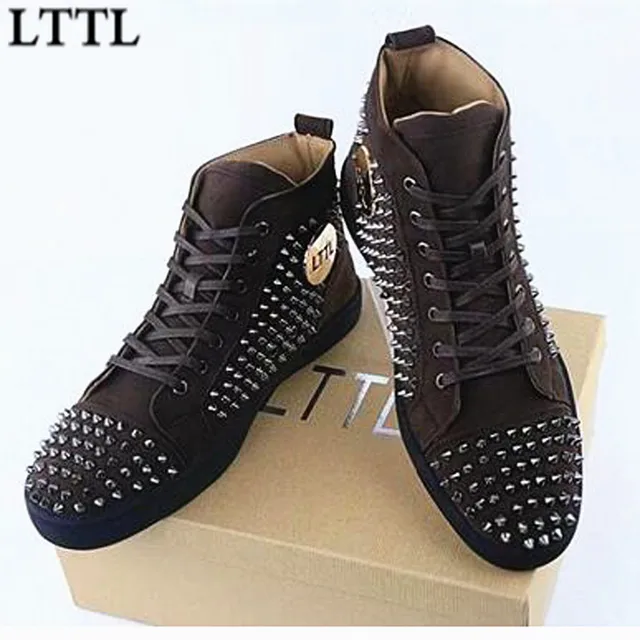 LTTL Italian Fashion Designer Spikes Flats For Men High Top Casual