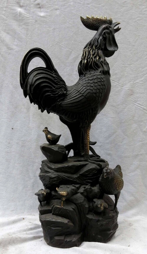 

xd 001781 18" China bronze fine workmanship carved rooster household Sculpture Statue