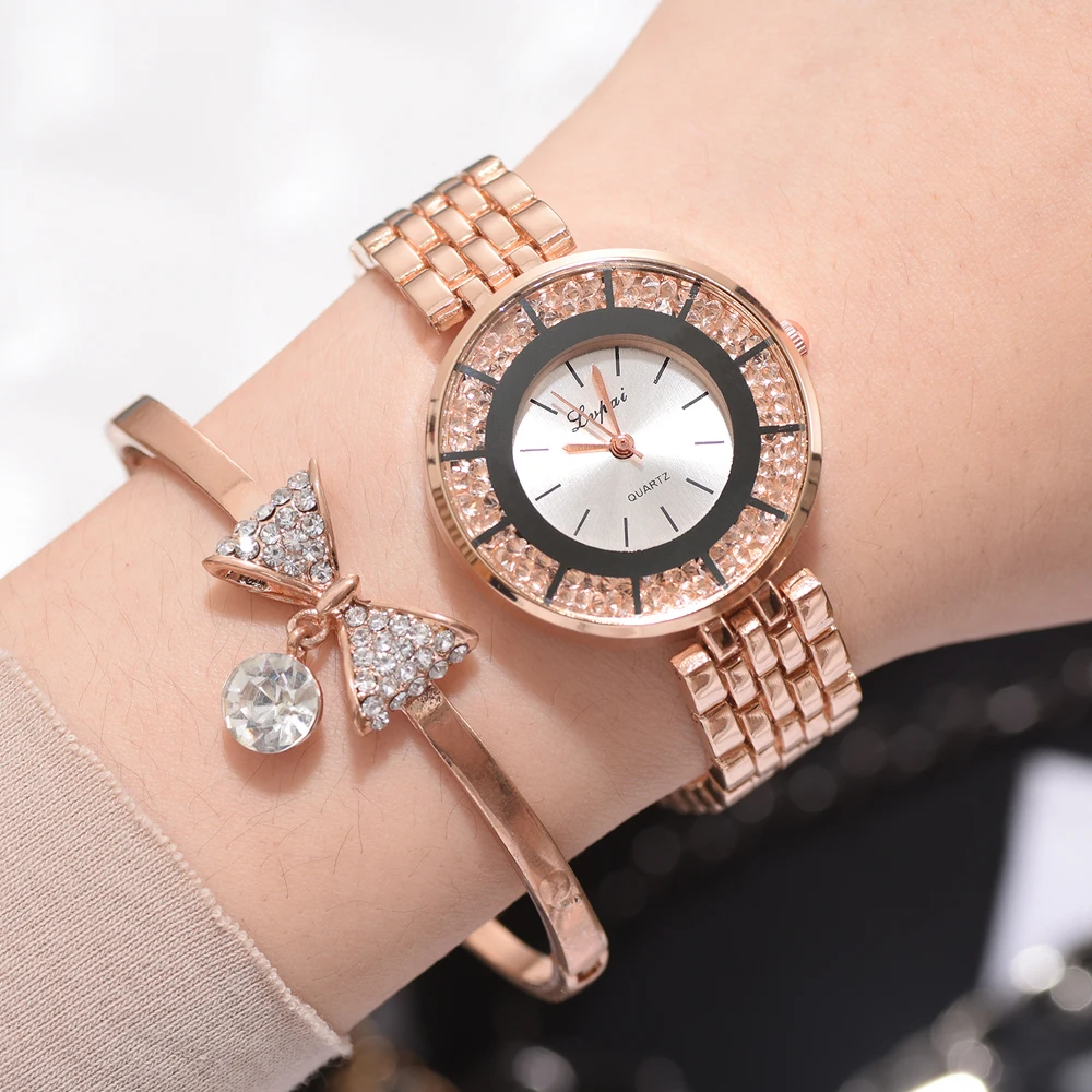 Роскошные ювелирные изделия кварцевые часы браслет для женщин Роскошные Женская одежда хрустальные наручные часы