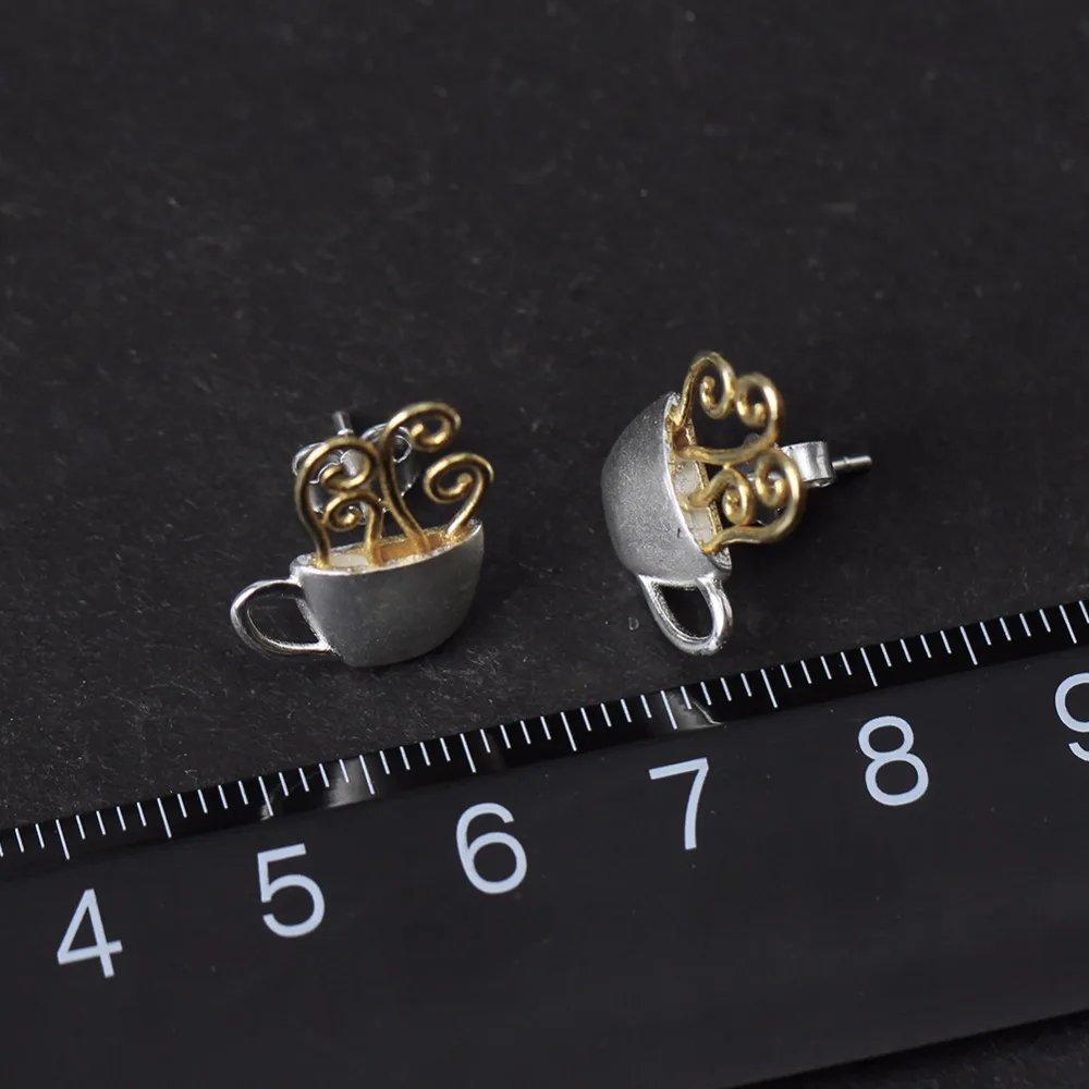 Koop Lotus Plezier Echte 925 Sterling Zilveren Oorbellen Originele Handgemaakte Fijne Sieraden Hot Koffiekopje Mode Stud Oorbellen voor Vrouwen Gift