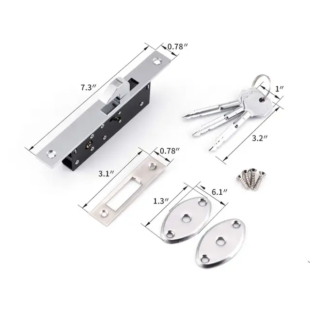 Sliding Door Lock Brass Lock Core Aluminum Alloy Cross Key