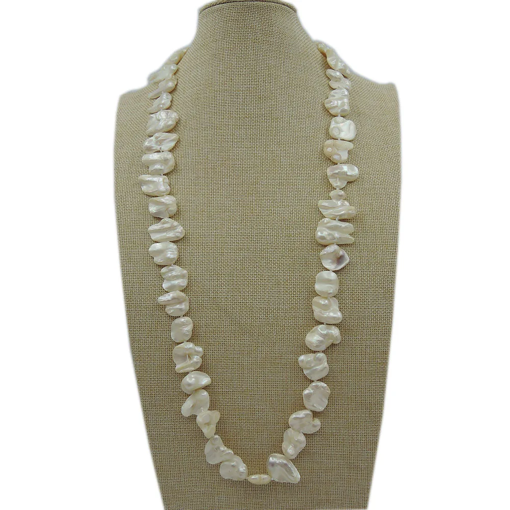 

100% NATURE FRESHWATER PEARL LONG NECKLACE-Baroque shape