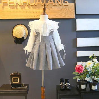 

MERI AMMI 2pcs Children Girl Clothing Outfit Set Fairy T-shirt+Plaid Skirts For 2-7 Year Toddler Baby Girl J737