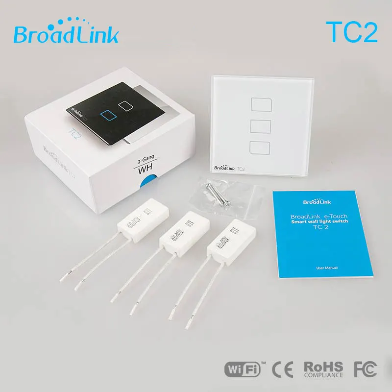 Broadlink TC2 EU стандартный 1/2/3 настенный Wifi выключатель света беспроводной сенсорный
