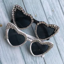 Милые женские солнцезащитные очки в форме сердца, большие размеры, женские солнцезащитные очки, UV400, ручной работы, очки Украшенные алмазами, Gafas de sol