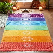 Полиэстер Богемия на стене Индии Мандала Одеяло 7 Чакра Цветной гобелен в радужную полоску путешествия летние пляжные Коврик для йоги 30
