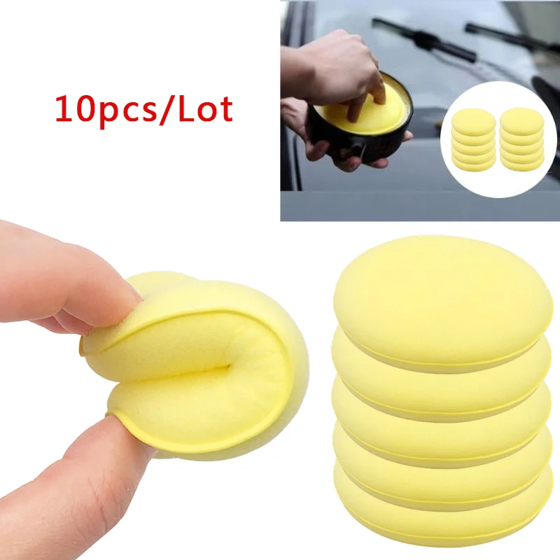 

10pcs/lot Car Vehicle Wax Polish Foam Sponge Hand Soft Wax Yellow Sponge Pad/Buffer for Car Detailing Care Wash Clean