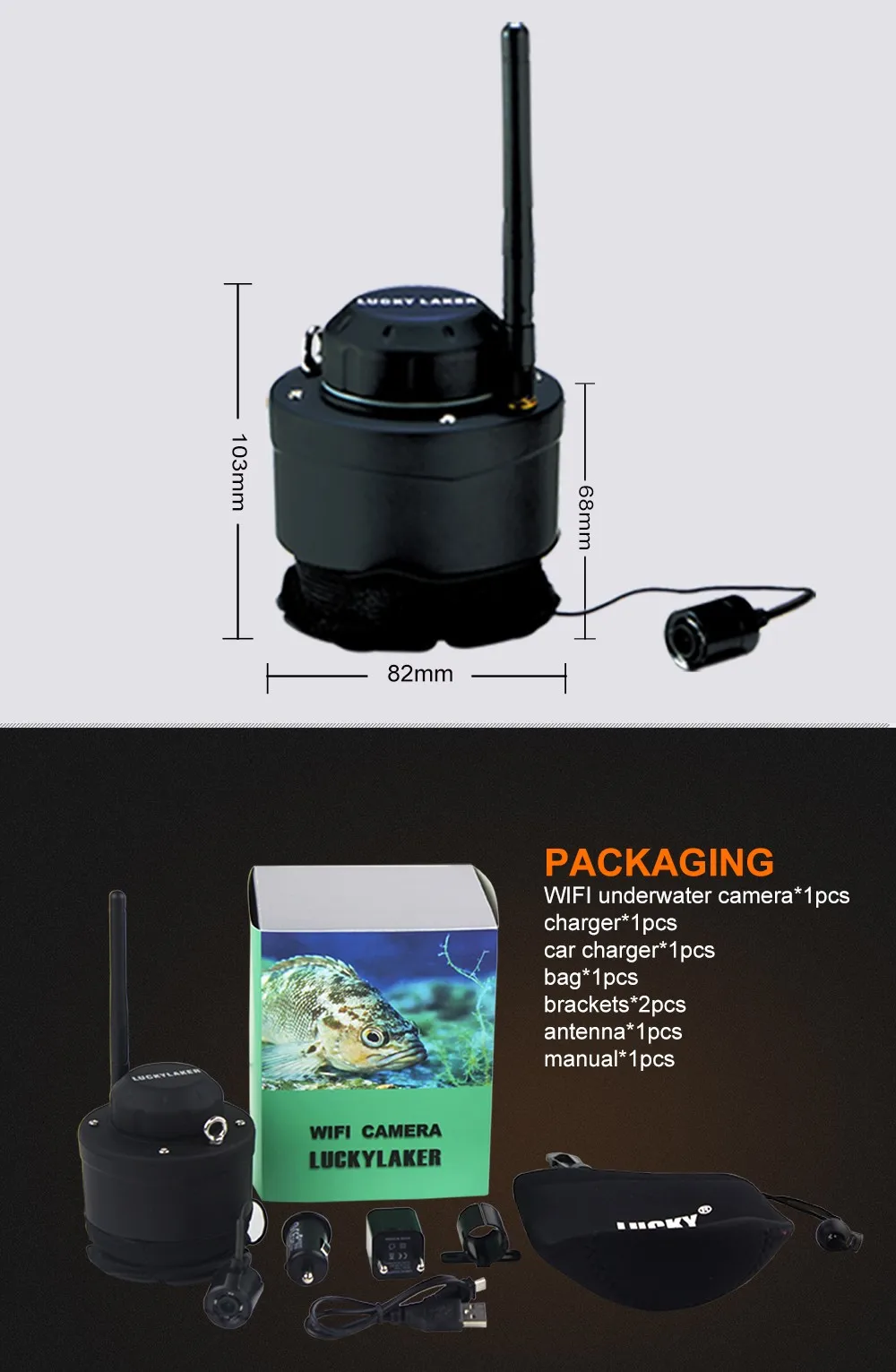 Смартфон LUCKY Wi-Fi рыболовная камера беспроводной эхолот подводная камера ледяной глубокий эхолот совместим с телефоном Рыбалка