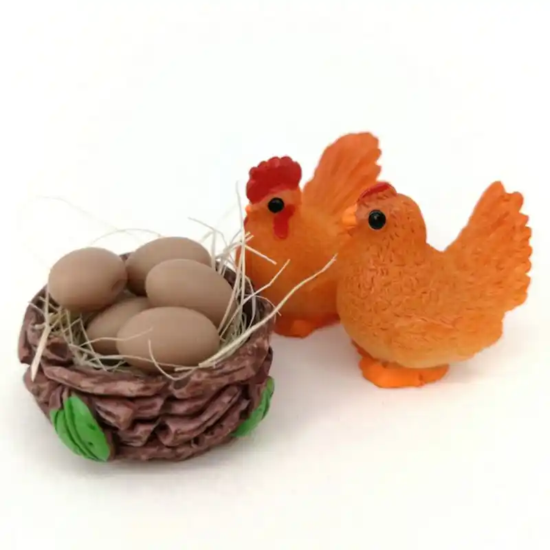 1: 12 galo galinha ovo ninho conjunto casa de boneca frango miniatura mini casa de bonecas decoração crianças presente fingir jogar brinquedo